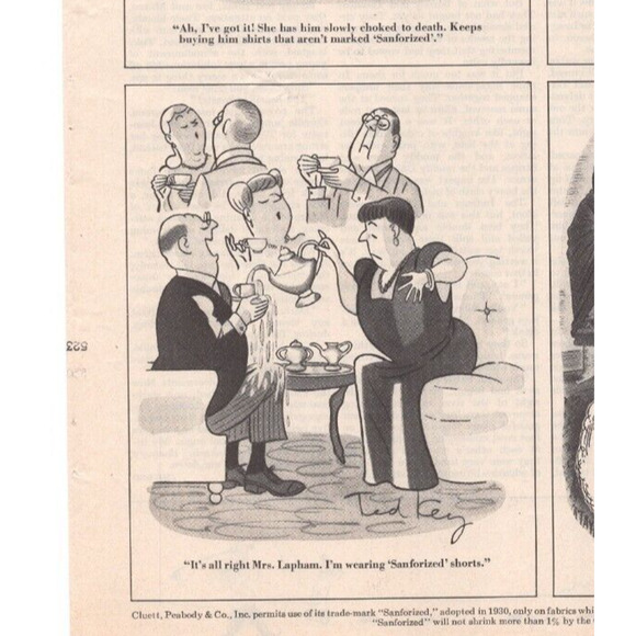 Vintage Original Sanforized Clothing Magazine Advertisement Large B&W 1950s - Picture 5 of 6